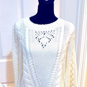 Talbots White Cable Knit Sweater, Size M